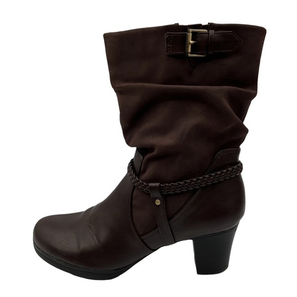 Lifestride Brown Keynote Slouch Block Heel Boots Size 9.5 Women's - Picture 7 of 12